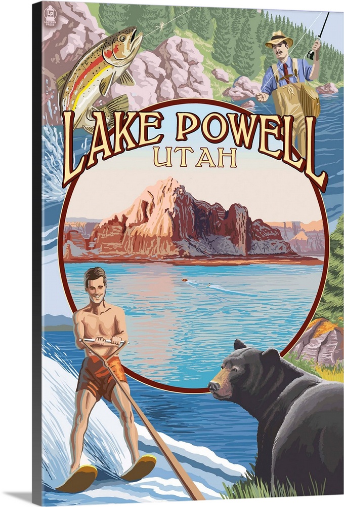 Lake Powell, Utah Views: Retro Travel Poster