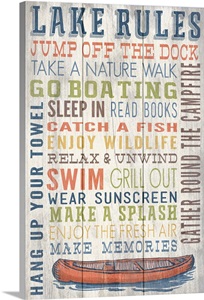 Lake Rules Typography Wall Art, Canvas Prints, Framed Prints, Wall ...