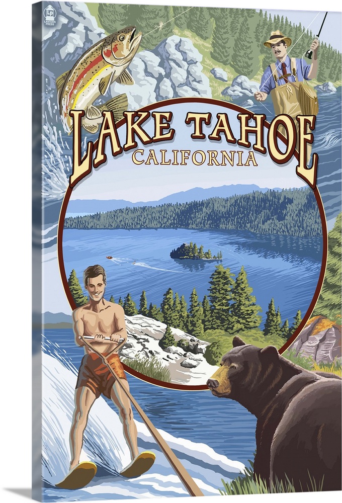Lake Tahoe, CA Summer Views: Retro Travel Poster