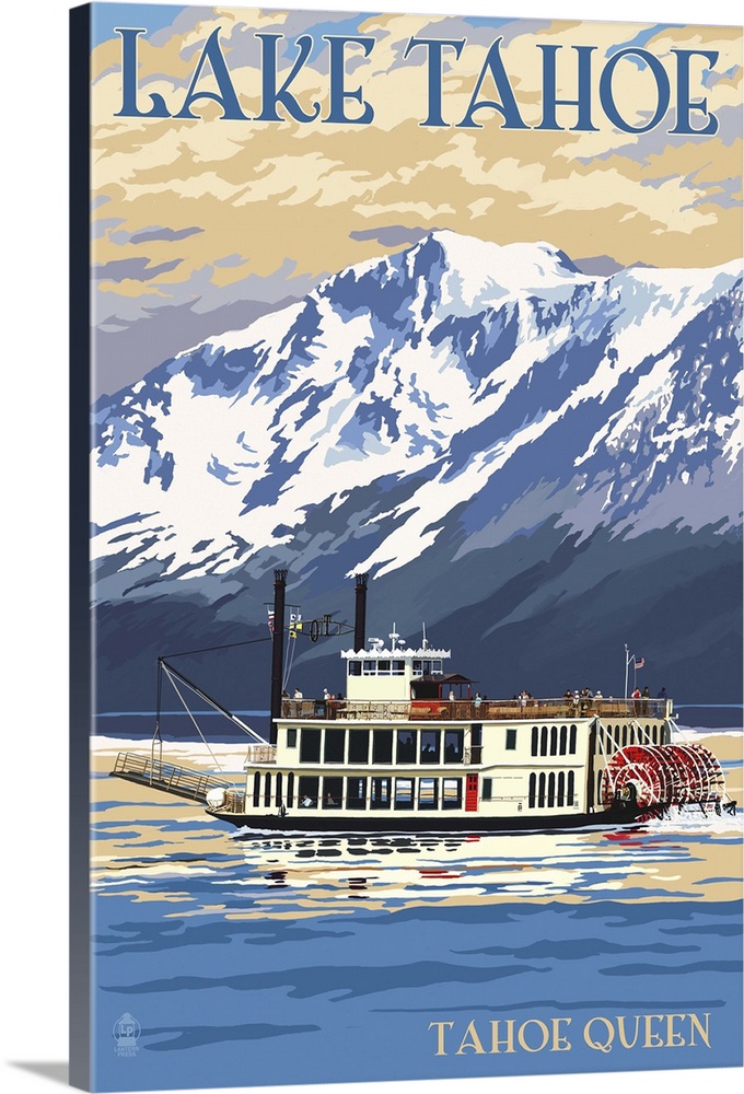 Lake Tahoe - Tahoe Queen Paddleboat: Retro Travel Poster