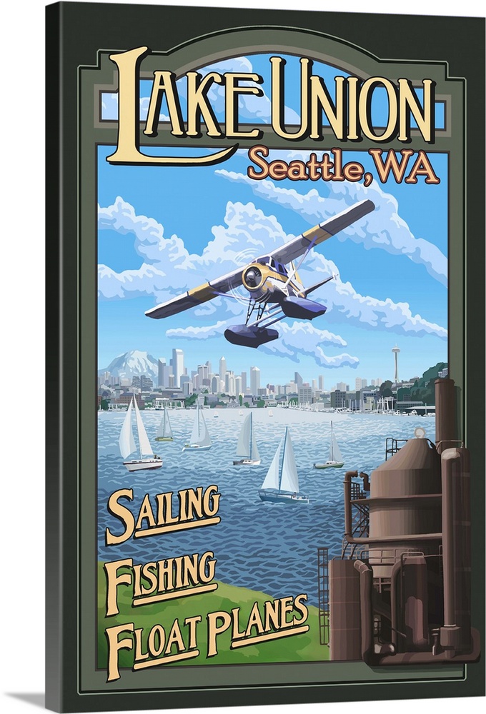 Lake Union - Seattle: Retro Travel Poster
