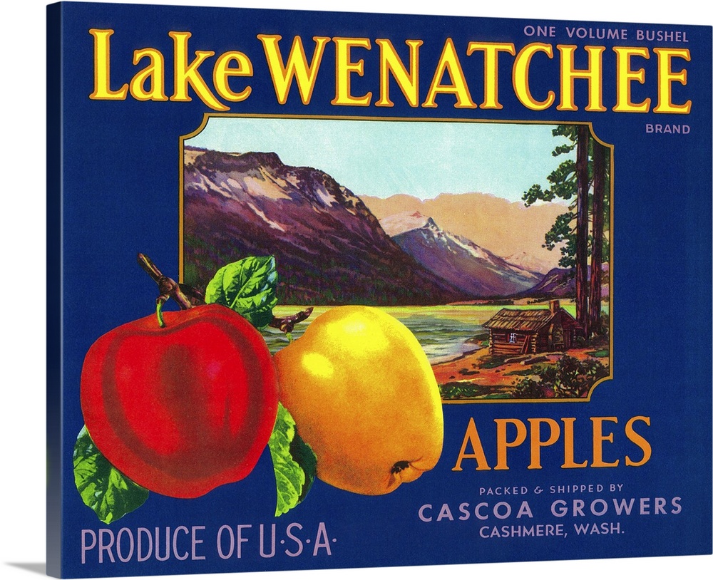 Lake Wenatchee Apple Label, Cashmere, WA