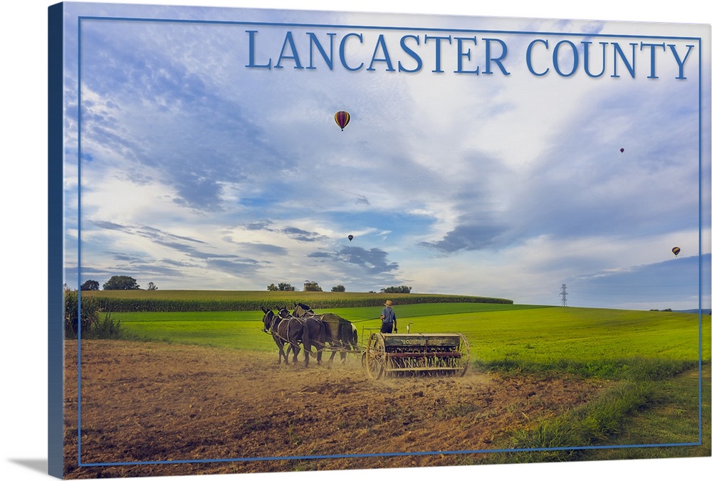 Lancaster County, Pennsylvania, Amish Farmer and Hot Air Balloons