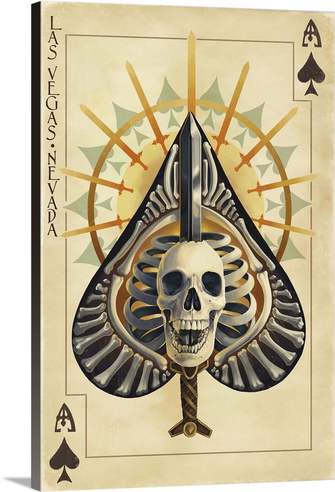 Las Vegas, Nevada - Ace of Spades: Retro Travel Poster