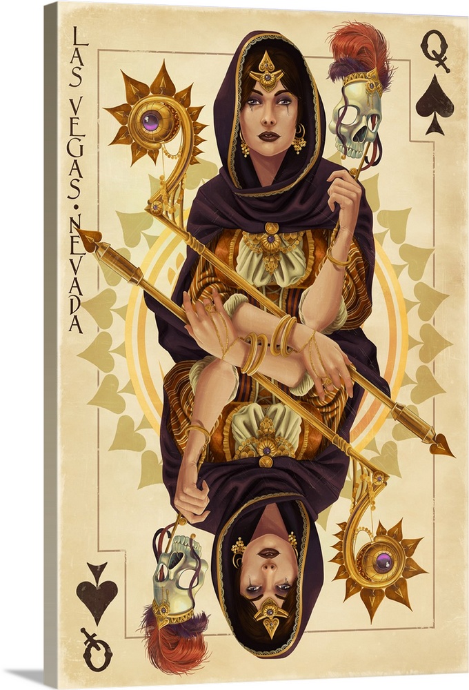 Las Vegas, Nevada - Queen of Spades: Retro Travel Poster