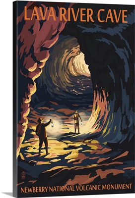 Lava River Cave - Lava Lands, Oregon: Retro Travel Poster