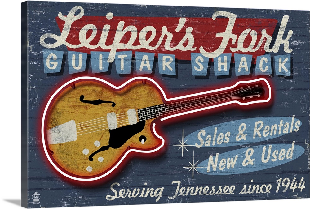 Leiper's Fork, Tennessee - Guitar Shack Vintage Sign: Retro Travel Poster