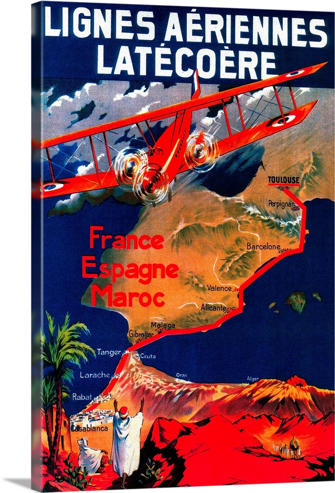 Lignes Aeriennes Latecoere Vintage Poster, Europe