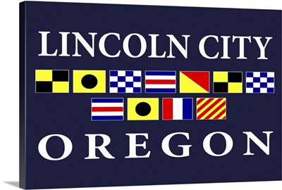 Lincoln City, Oregon - Nautical Flags Poster