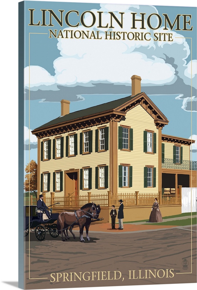 Lincoln Home National Historic Site - Springfield, Illinois: Retro Travel Poster