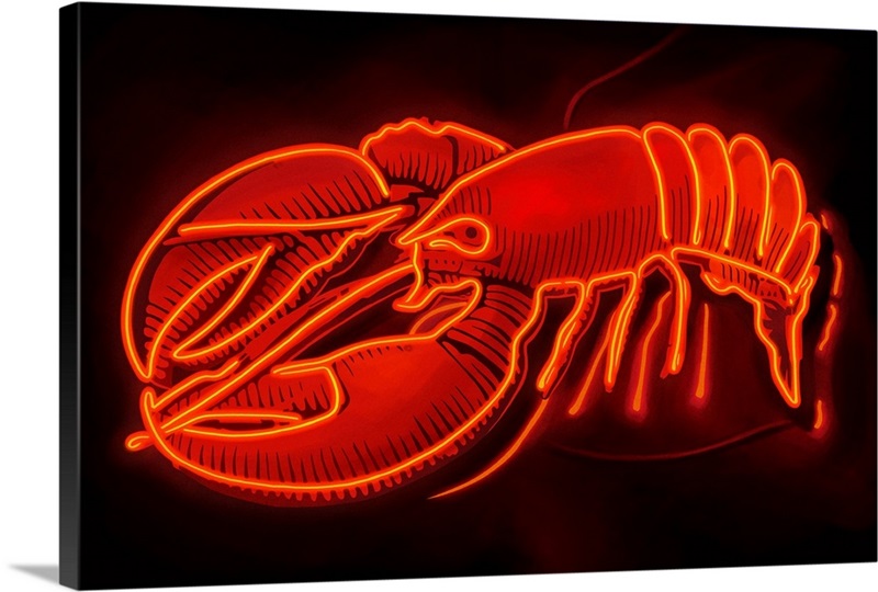 Lobster Neon Sign Wall Art, Canvas Prints, Framed Prints, Wall Peels