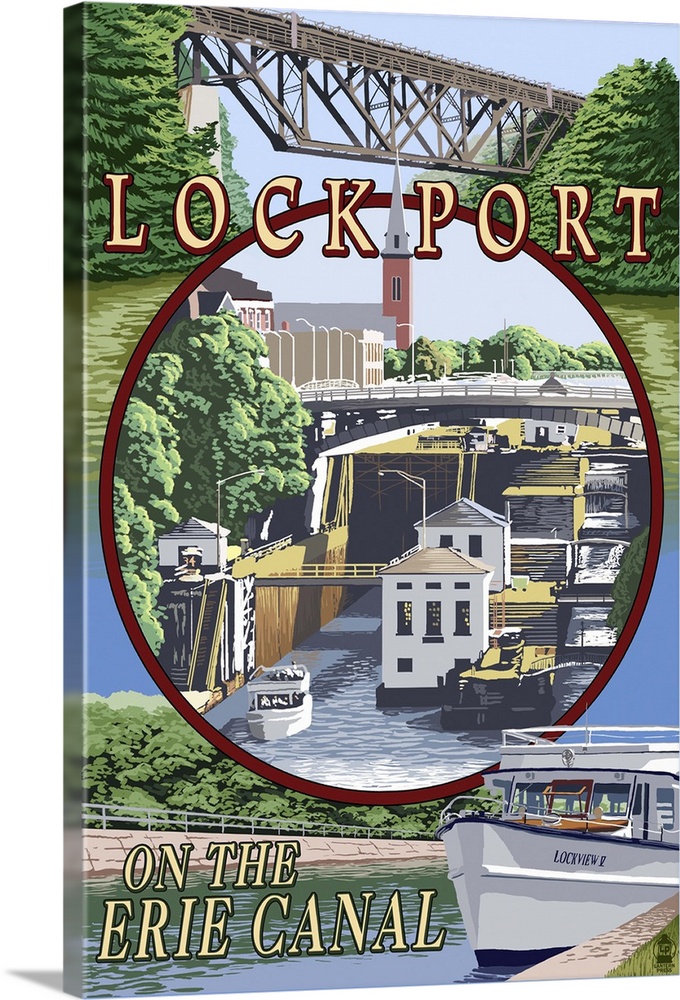 Lockport, New York - Montage: Retro Travel Poster