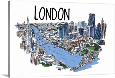 London, England - Line Drawing