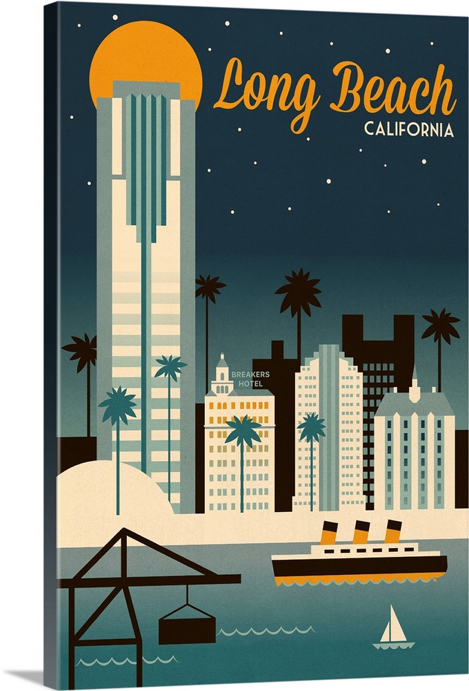 Long Beach, California - Retro Skyline Classic Series