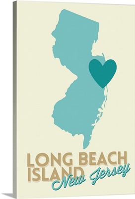 Long Beach Island, New Jersey, Blue and Teal, Heart Design