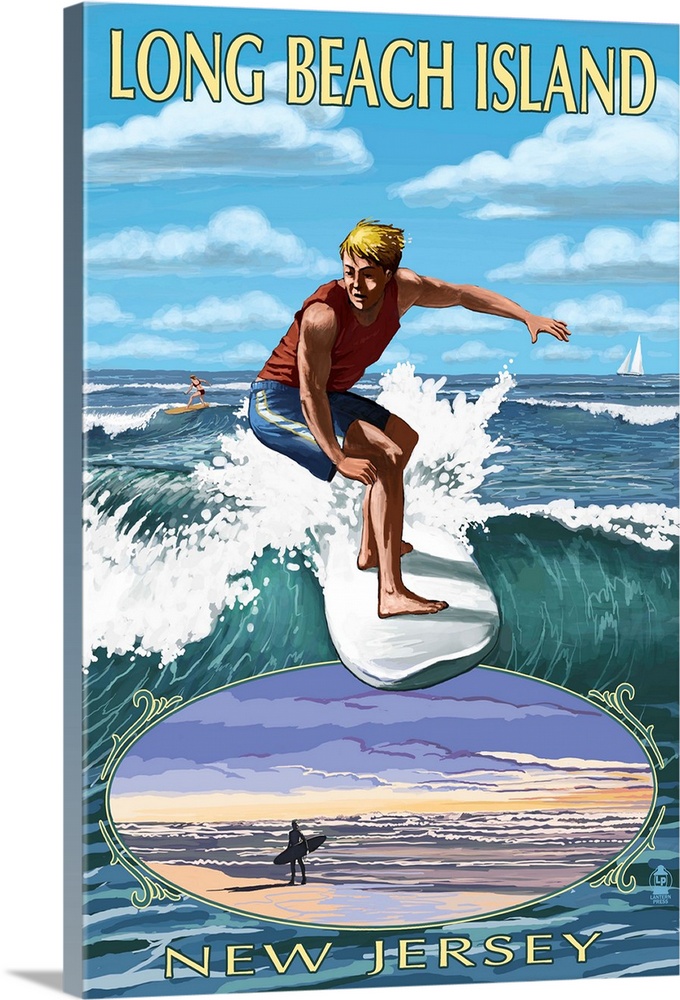 Long Beach Island, New Jersey, Day Surfer with Inset