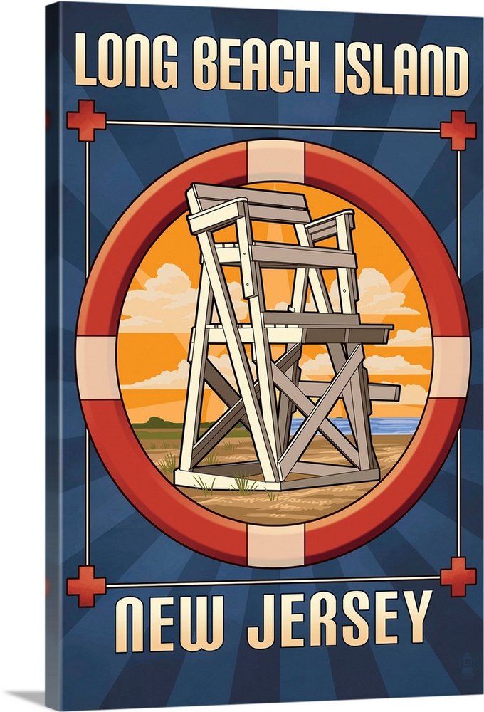 Long Beach Island, New Jersey - Lifeguard Chair: Retro Travel Poster
