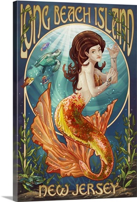 Long Beach Island, New Jersey - Mermaid: Retro Travel Poster
