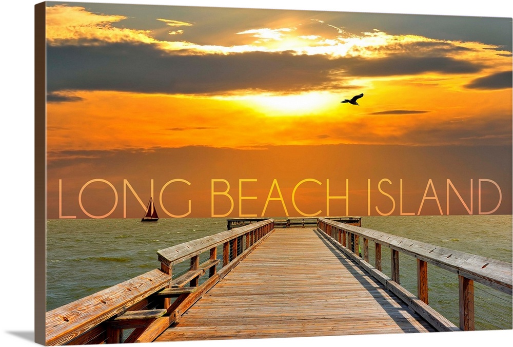 Long Beach Island, New Jersey, Pier at Sunset | Large Solid-Faced Canvas Wall Art Print | Great Big Canvas