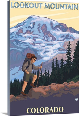 Lookout Mountain, Colorado - Mountain Hiker: Retro Travel Poster