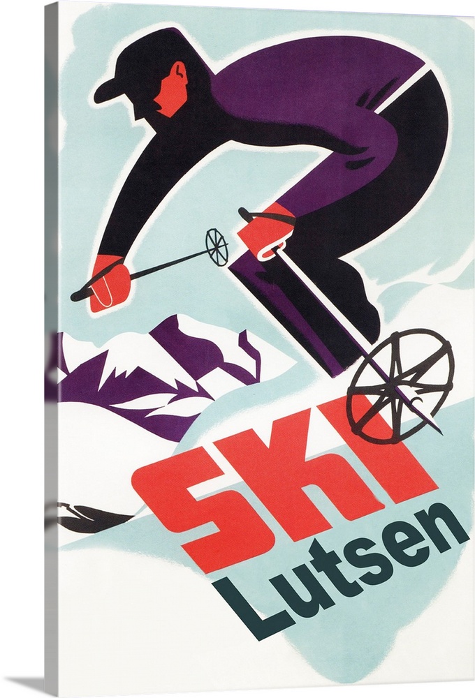 Lutsen Mountains, Minnesota -Retro Skier: Retro Travel Poster