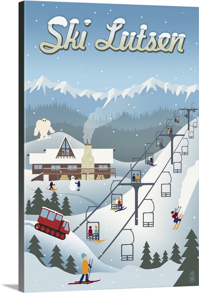 Lutsen Mountains - Retro Ski Resort : Retro Travel Poster