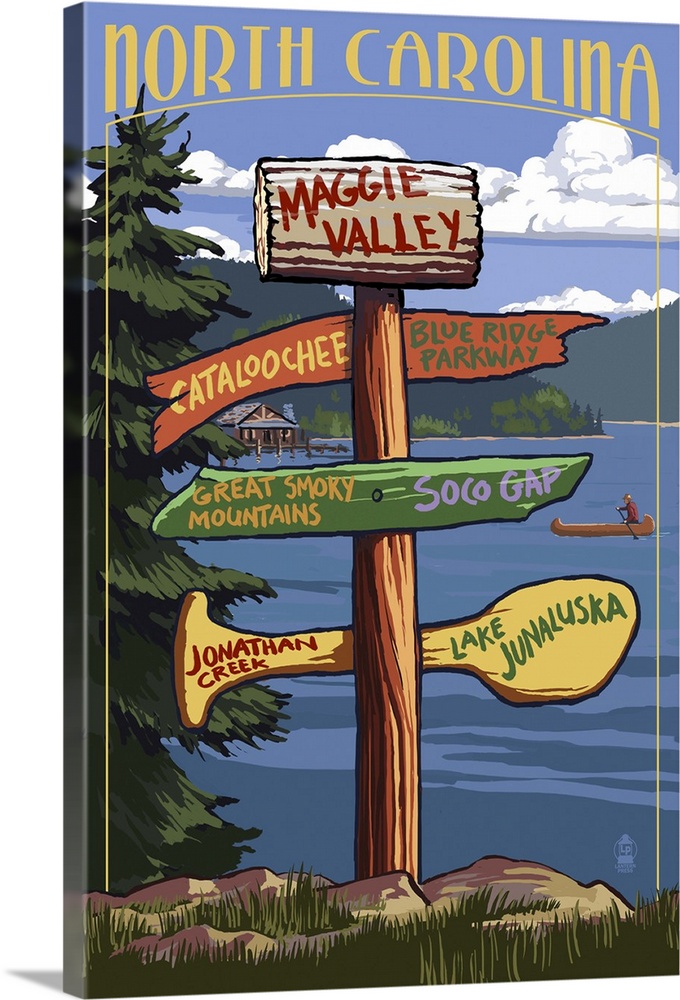 Maggie Valley, North Carolina - Sign Destinations: Retro Travel Poster