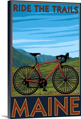 Maine - Bicycle Scene: Retro Travel Poster