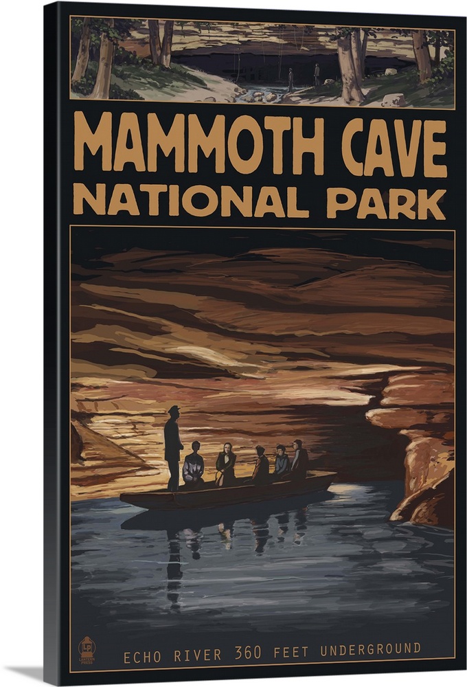 Mammoth Cave National Park - Echo River: Retro Travel Poster
