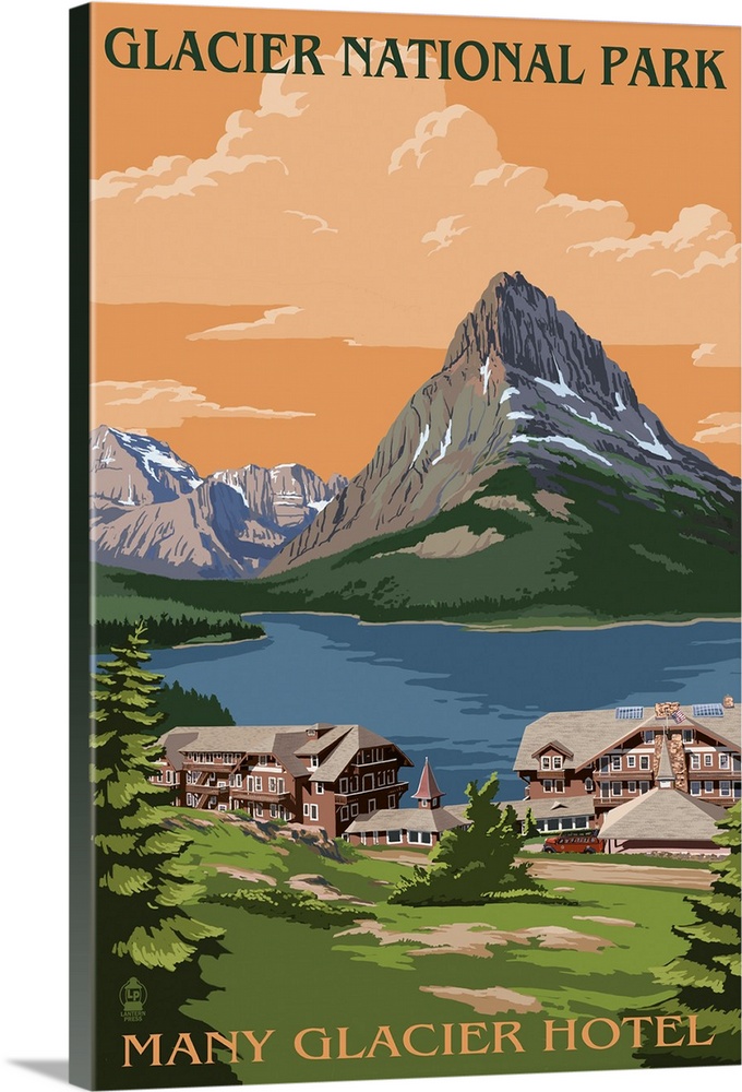 Many Glacier Hotel - Glacier National Park, Montana: Retro Travel Poster