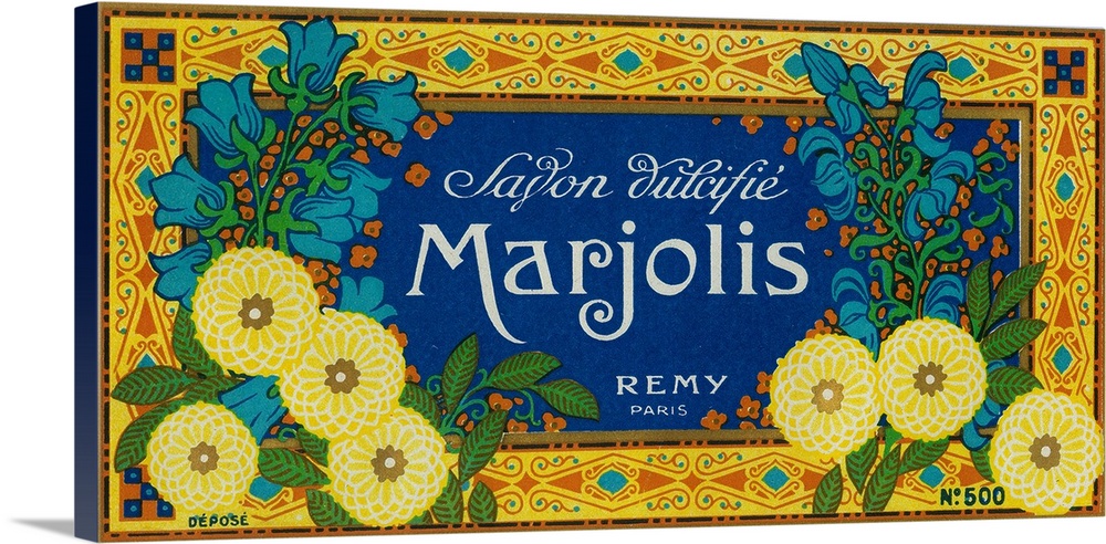 French soap label, Marjolis brand.