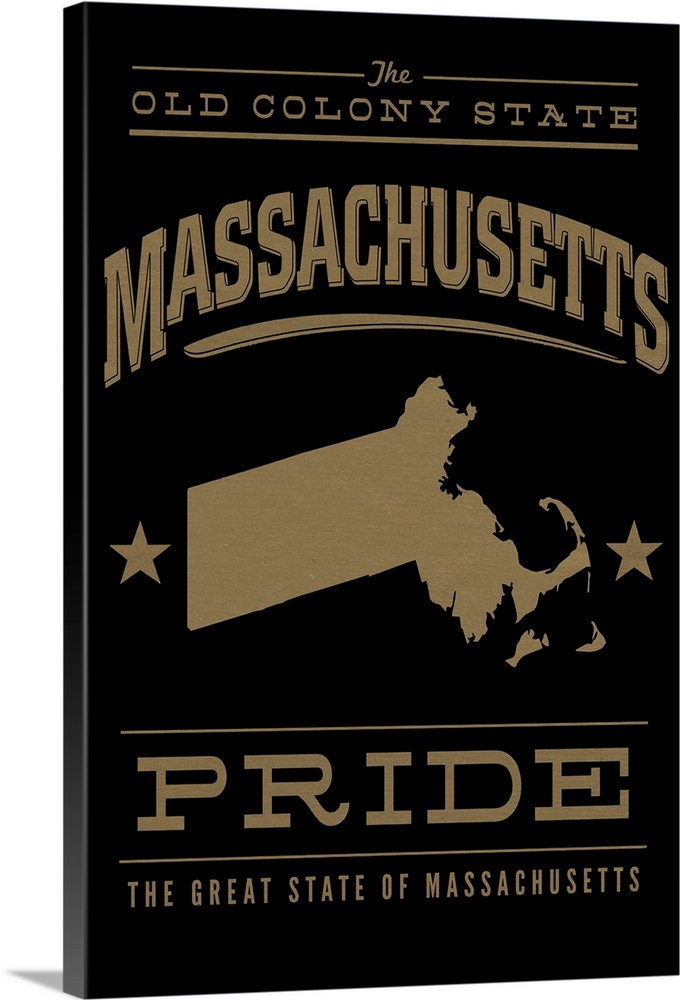 The Massachusetts state outline on black with gold text.