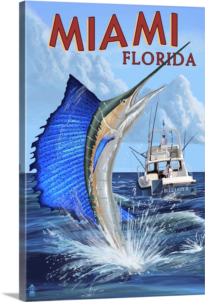 florida fishing travel poster