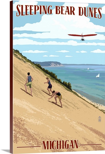 Michigan - Sleeping Bear Dunes: Retro Travel Poster Photo Canvas Print ...