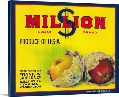 Million Dollar Apple Label, Walla Walla, WA