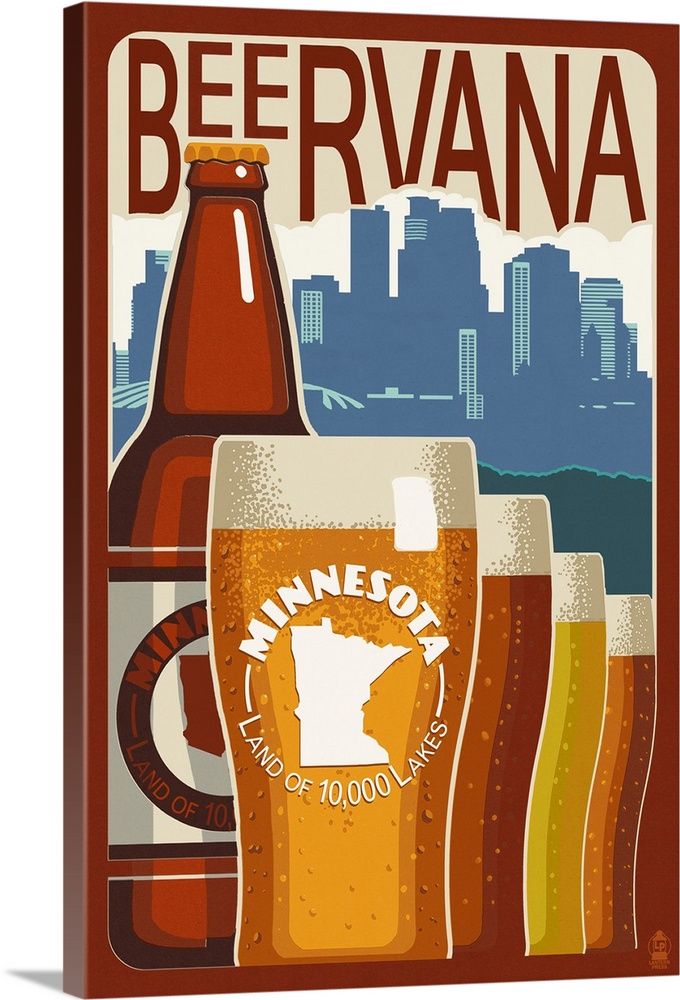 Minnesota - Beervana Vintage Sign: Retro Travel Poster