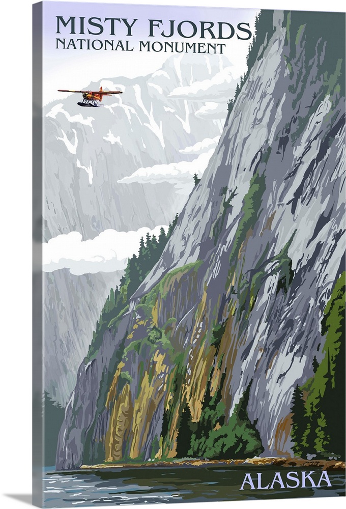 Misty Fjords and Float Plane - Ketchikan, Alaska: Retro Travel Poster