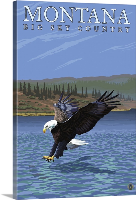 Montana -- Big Sky Country - Diving Eagle: Retro Travel Poster | Great ...