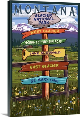 Montana, Destination Sign: Retro Travel Poster