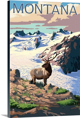 Montana, Snowy Mountain and Elk
