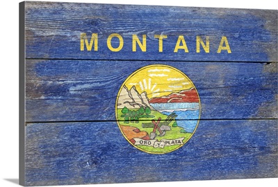 Montana State Flag, Barnwood Painting