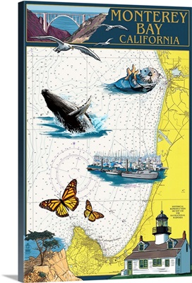 Monterey Bay, CA, Nautical Chart (Monarch Version)