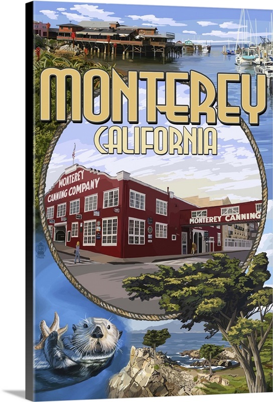 Monterey, California Montage Scenes Retro Travel Poster Wall Art