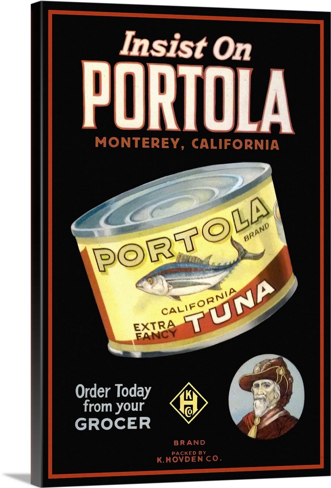 Monterey, California - Portola Cannery Label: Retro Travel Poster