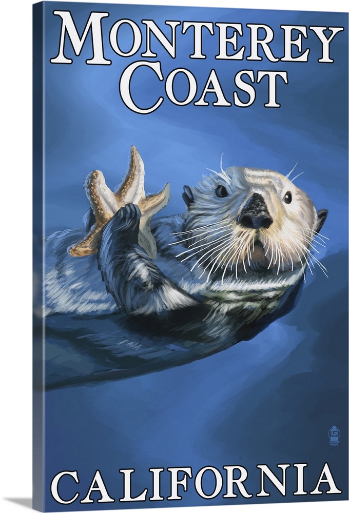 Monterey Coast, California - Sea Otter: Retro Travel Poster
