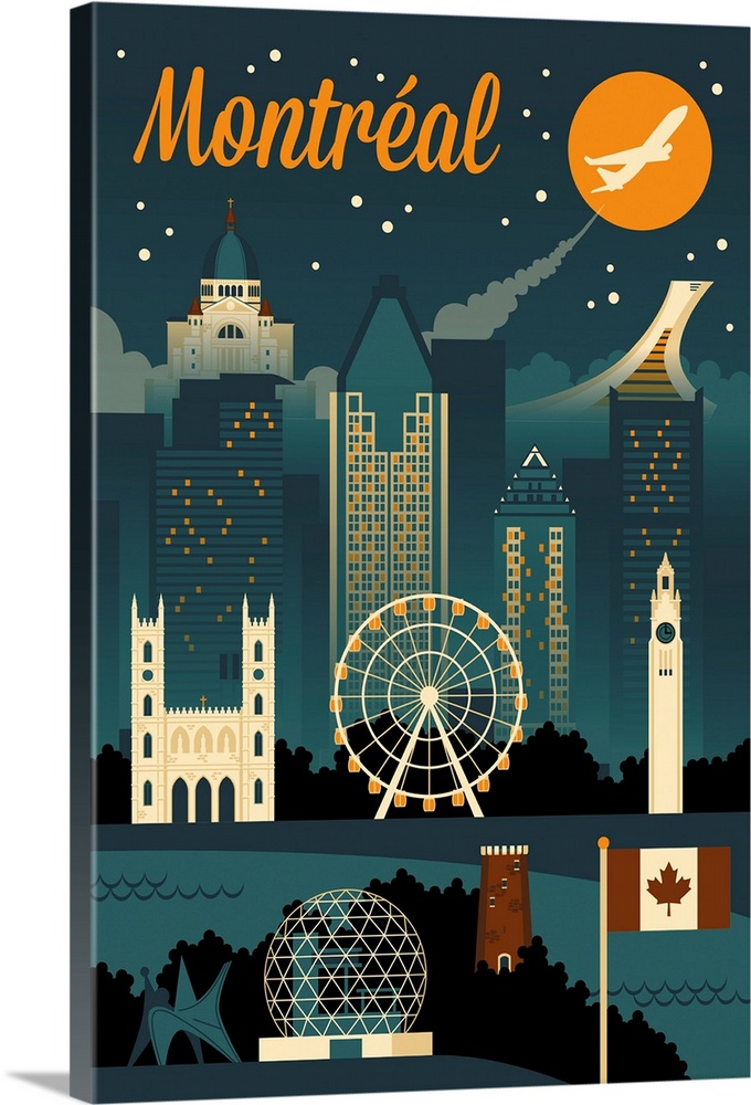 Montreal, Canada - Retro Skyline