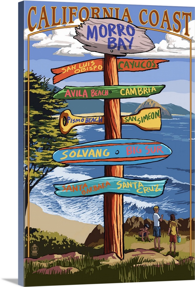Morro Bay, CA - Destination Signs Retro Travel Poster
