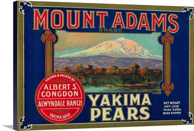 Mount Adams Pear Crate Label, Yakima, WA