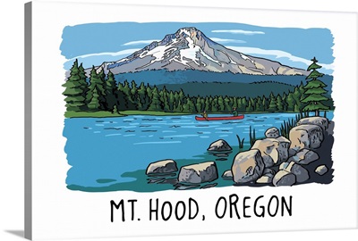 Mount Hood, Oregon - Line Drawing