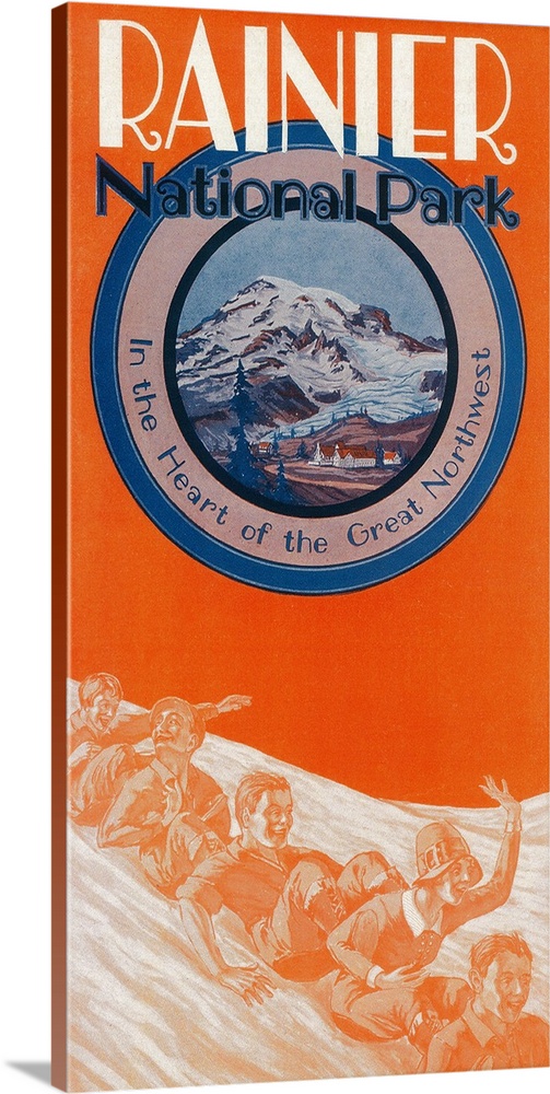 Mount Rainier Poster, Sledding